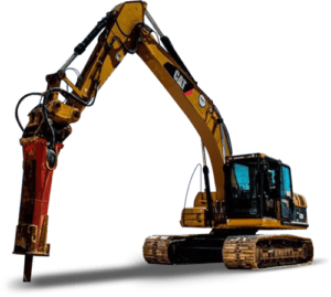 Excavators with Hydraulic Hammers